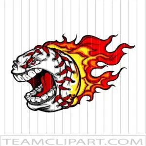 Flaming Baseball Face Clipart