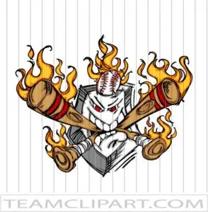 Flaming Baseball Plate Clip Art