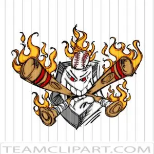 Flaming Baseball Plate Clip Art