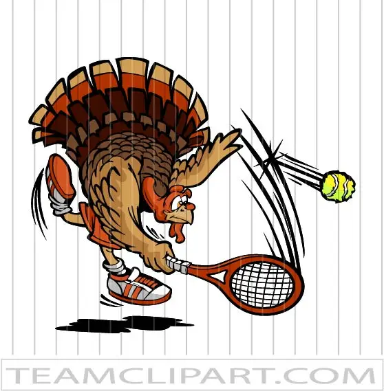 Turkey Hitting Tennis Ball Clip Art