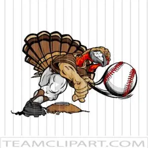 Turkey Pitching Baseball Cartoon