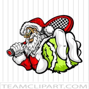 Cartoon Tennis Santa Claus