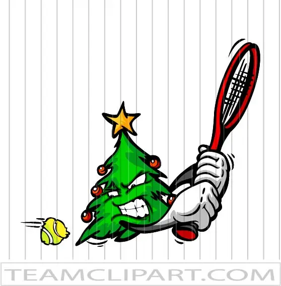 Christmas Tree Playing Tennis