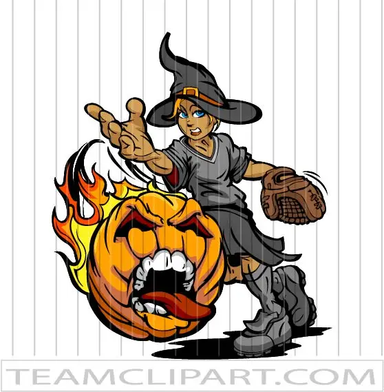 Halloween Softball Cartoon