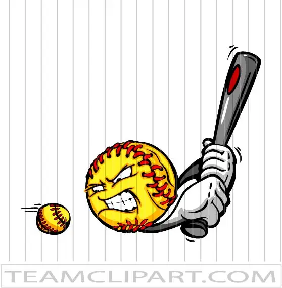 Cartoon Softball With Bat