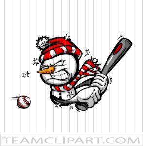 Snowman Hitting Baseball