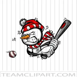Snowman Hitting Baseball