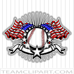 American Flag Baseball Clipart