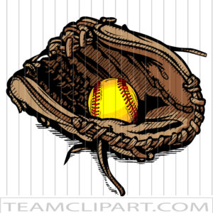 Softball with Glove Clipart