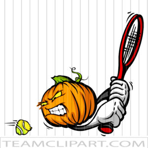 Halloween Pumpkin Hitting Tennis Ball