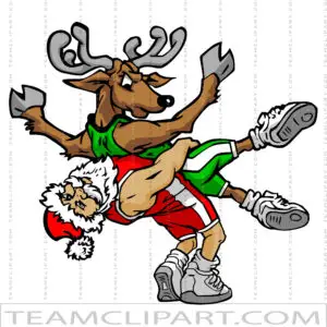 Santa Wrestling a Reindeer